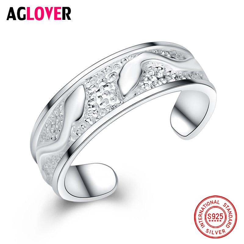 100% Real 925 Sterling Silver Jewelry Vintage Leaf Rings for Women Men High Quality Silver Ring Jewelry