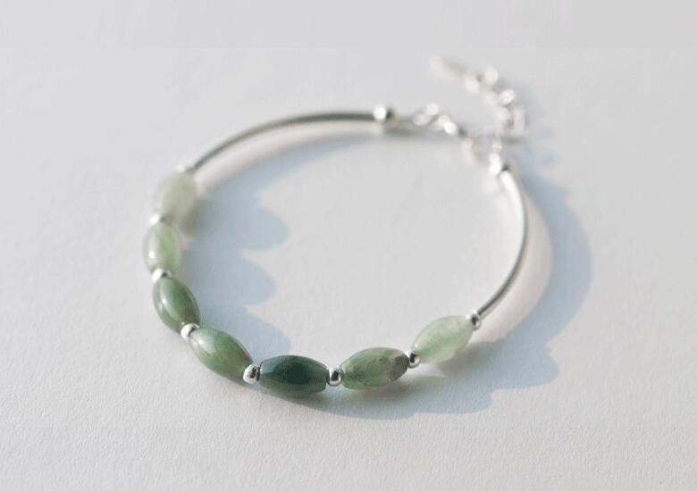 100% Real. 925 Sterling Silver Natural Green Jade Oval/ waterdrop &Lucky Ball round bead charms Bracelet Bangle Cuff GTLS398