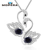 100% Real 925 Sterling Silver Pendant With Chain Elegant 4 kinds Natural Gemstone Double Animal Swan Pendant Necklaces For Women