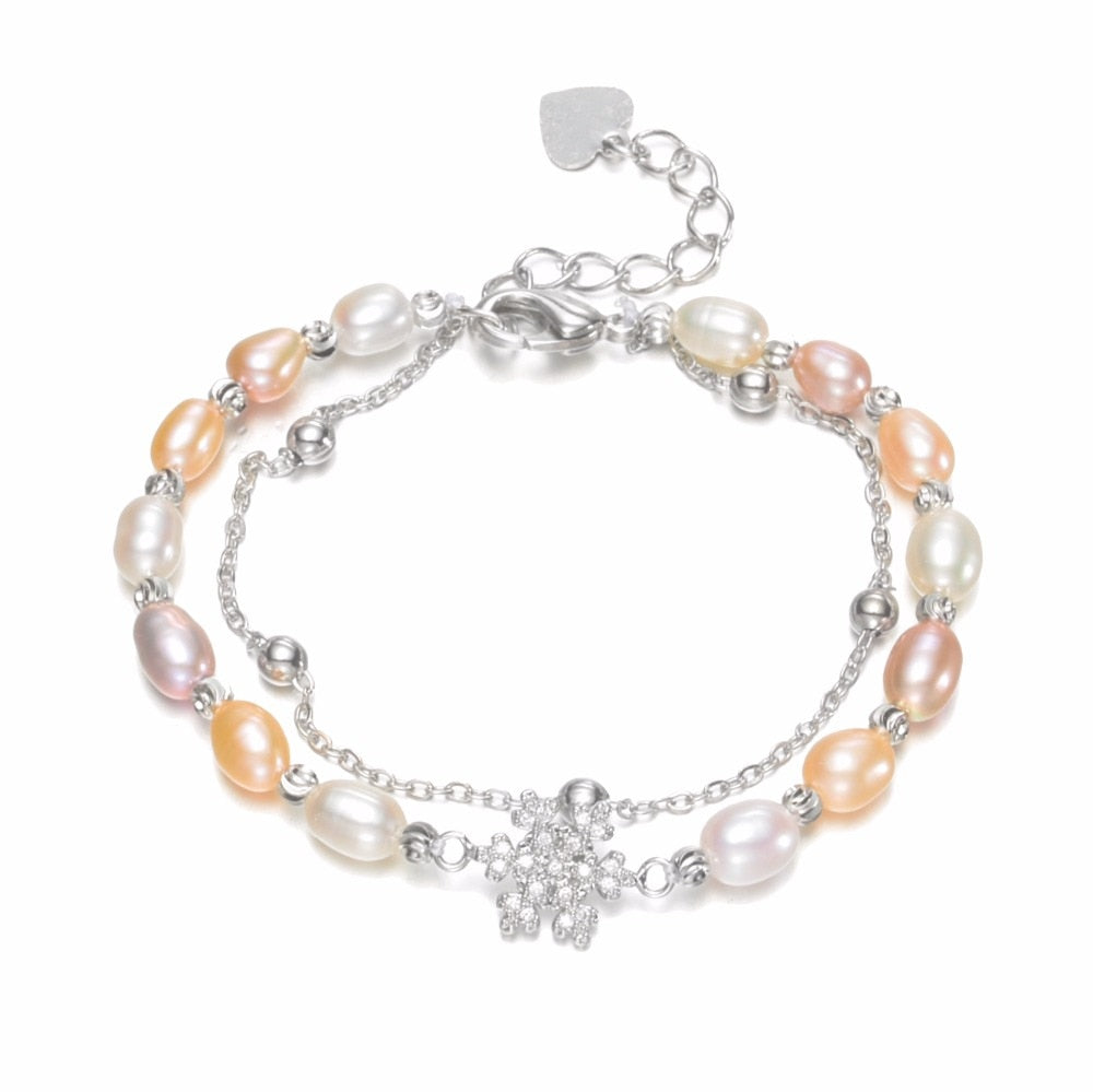 100% Real Natural Pearl Bracelet 5-6mm AAA Rice Shape Pearl Jewelry Bracelet