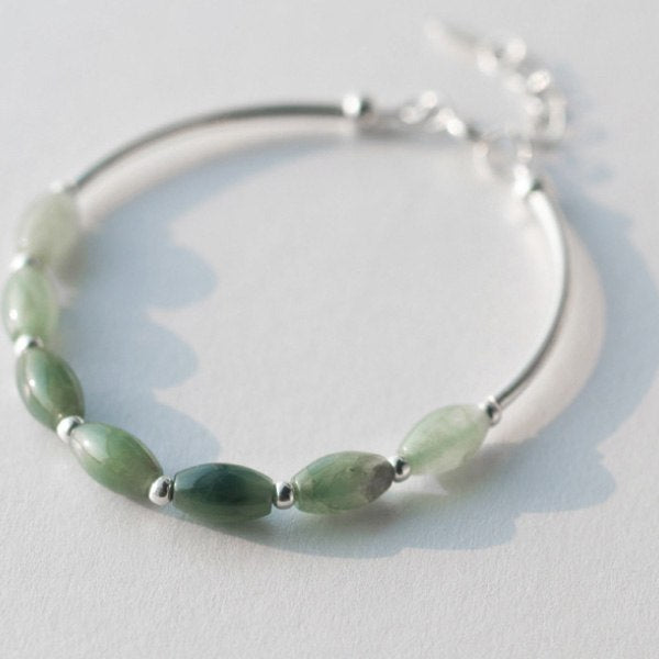 100% S925 Silver Bracelet Female Sweet Jade Bracelet Personality Beads Jade Hand Jewelry Wholesale
