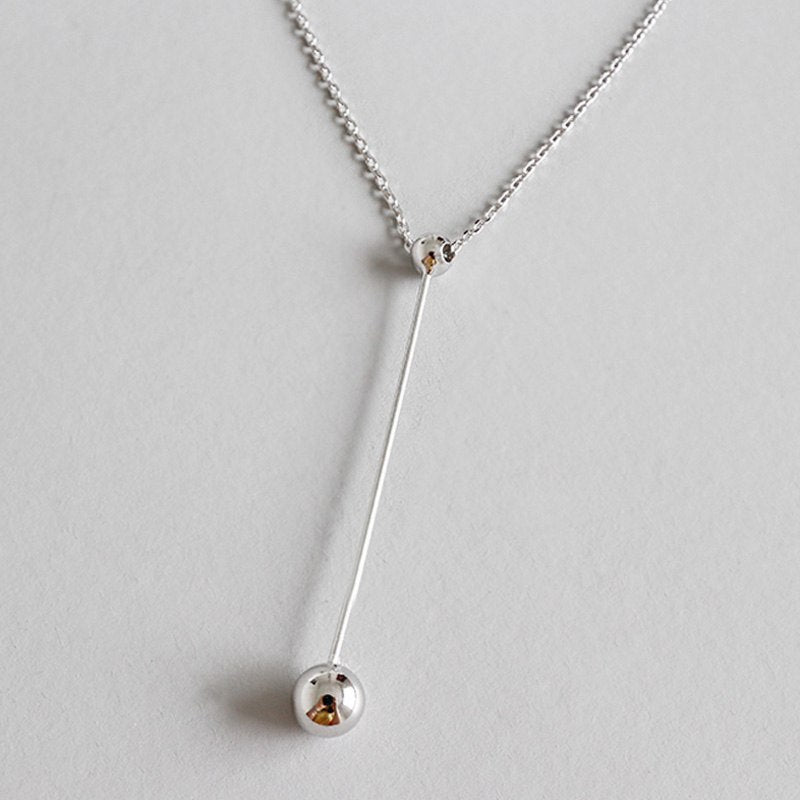 100% S925 Sterling Silver 2020 New Arrivals Hot Fashion Long Necklace Metal Strip Pendant Chokers Necklaces Women Jewelry