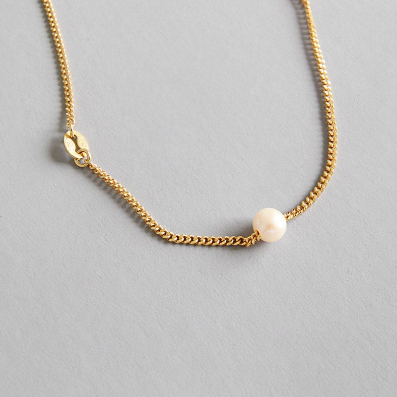 100% S925 Sterling Silver Elegant Pearl Clavicle Chain Necklace for Women Silver Jewelry