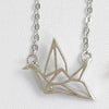 100% S925 Sterling Silver Elegant Origami Crane Necklace Paper Crane Charm Pendant Charm Jewelry