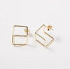 100% S925 Sterling Silver Simple Geometry Square Hollow Earrings