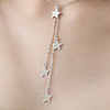 100% S925 Sterling Silver Simple Stars Necklace Five-pointed Stars Tassel Pendant Clavicle Necklace jewelry