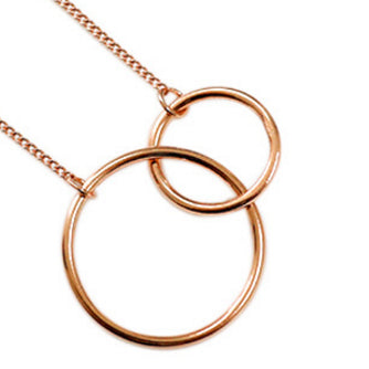 100% S925 sterling silver fashion personality simple double circle double necklace