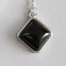 100% S925 sterling silver geometric square opal red stone agate blue sandstone pendant necklace