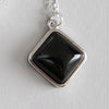 100% S925 sterling silver geometric square opal red stone agate blue sandstone pendant necklace