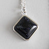 100% S925 sterling silver geometric square opal red stone agate blue sandstone pendant necklace