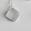 100% S925 sterling silver geometric square opal red stone agate blue sandstone pendant necklace