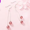 100% Solid Real 925 Sterling Silver Sweet Tassel Strawberry Crystal Butterfly Drop Earrings For Women Fine Jewelry