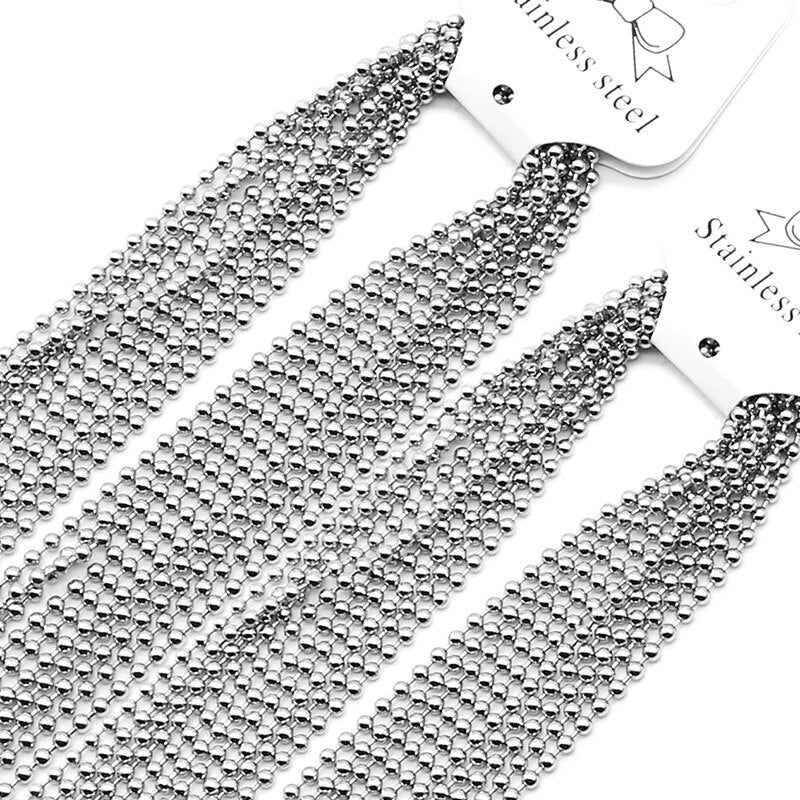 100% Stainless Steel Bead Chain For Jewelry Making 1.5/2/2.4mm Width Metal Beads Chains  20pcs