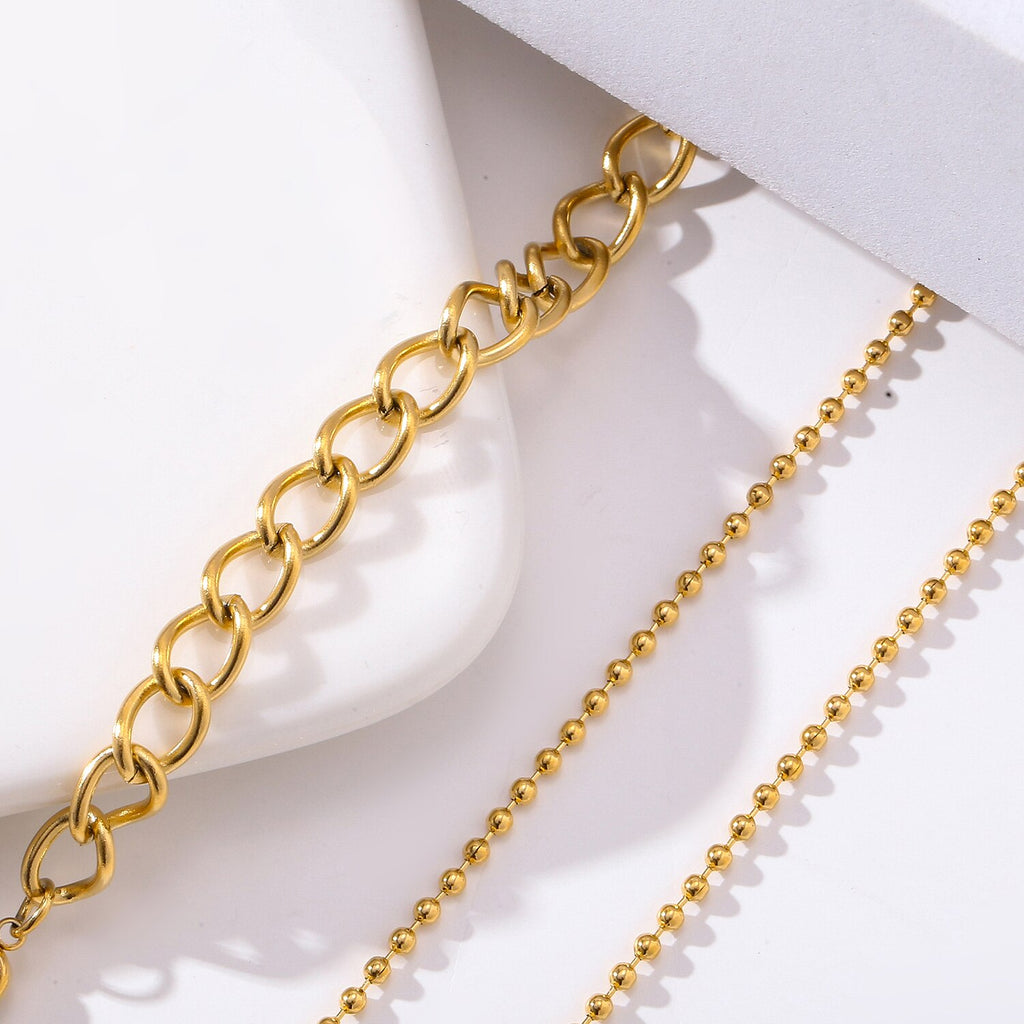 100% Stainless Steel Heart catch Necklace For Women Gold Color Metal Beads Chunky Duty Chain Choker collares de moda 2022 mujer