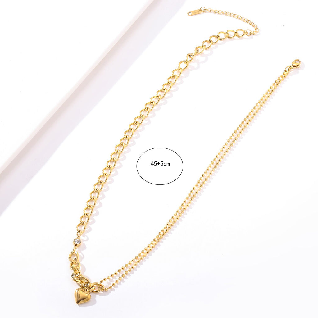 100% Stainless Steel Heart catch Necklace For Women Gold Color Metal Beads Chunky Duty Chain Choker collares de moda 2022 mujer