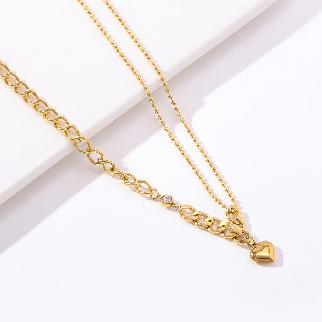100% Stainless Steel Heart catch Necklace For Women Gold Color Metal Beads Chunky Duty Chain Choker collares de moda 2022 mujer