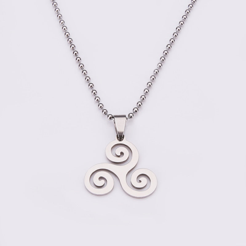 100% Stainless Steel Teen Wolf Necklaces Men Celtic Triple Spiral Druid Charm Necklace Women Triskele Charm Inspired Pendant