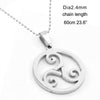 100% Stainless Steel Teen Wolf Necklaces Men Celtic Triple Spiral Druid Charm Necklace Women Triskele Charm Inspired Pendant
