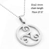 100% Stainless Steel Teen Wolf Necklaces Men Celtic Triple Spiral Druid Charm Necklace Women Triskele Charm Inspired Pendant
