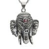 100% Stainless Steel Vintage Distressed Red Zircon Mascot Elephant Elephant God Buddha Titanium Steel Pendant Necklace