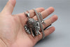 100% Stainless Steel Vintage Distressed Red Zircon Mascot Elephant Elephant God Buddha Titanium Steel Pendant Necklace