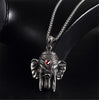 100% Stainless Steel Vintage Distressed Red Zircon Mascot Elephant Elephant God Buddha Titanium Steel Pendant Necklace