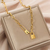 100% Stainless Steel lock catch Necklace For Women Gold Color Metal Lock Chunky Heavy Duty Chain Choker
