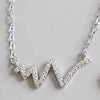 100% Sterling Silver Inl Crystal ECG Necklace Electrocardiogram Charms Wave Pendants Necklaces Heartbeat Bijoux