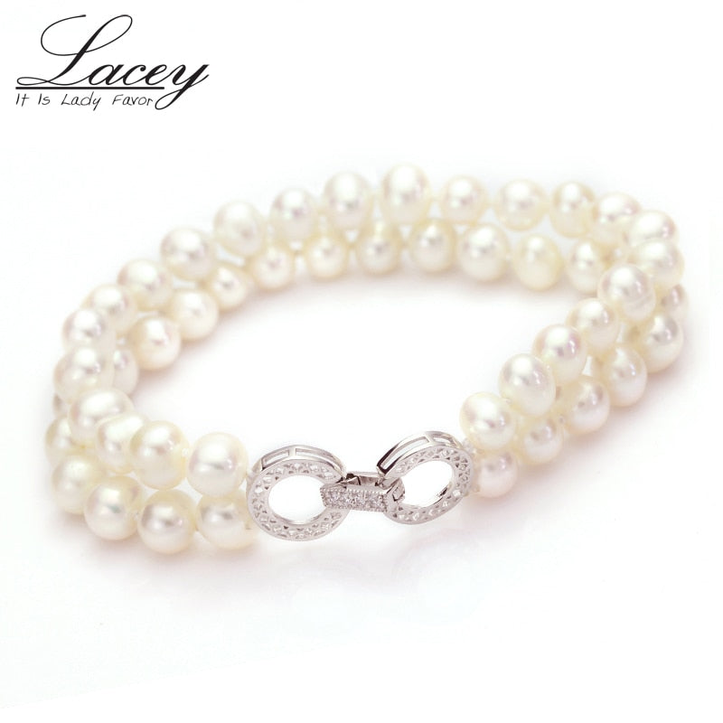 100% pearl couple bracelet 925 silver,white natural pearl strand bracelet women jewelry fine gift
