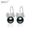 100% genuine black pearl earrings fashion jewelry 925 Sterling silver earrings for women wedding gift