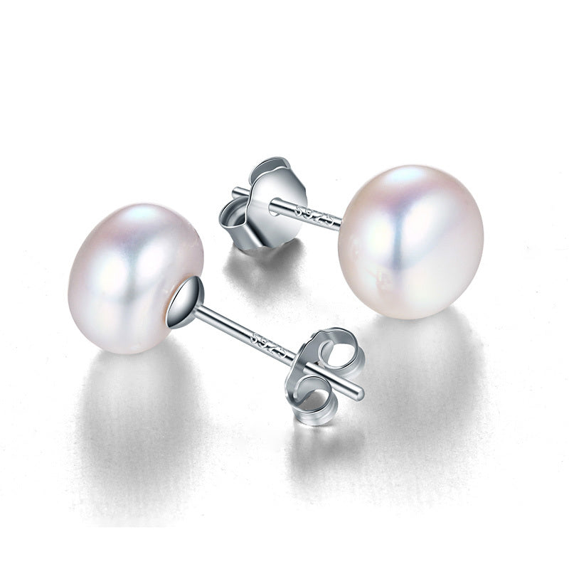 100% genuine freshwater pink pearl earrings fashion jewelry silver stud earrings for women super deal with gift box 2020 new