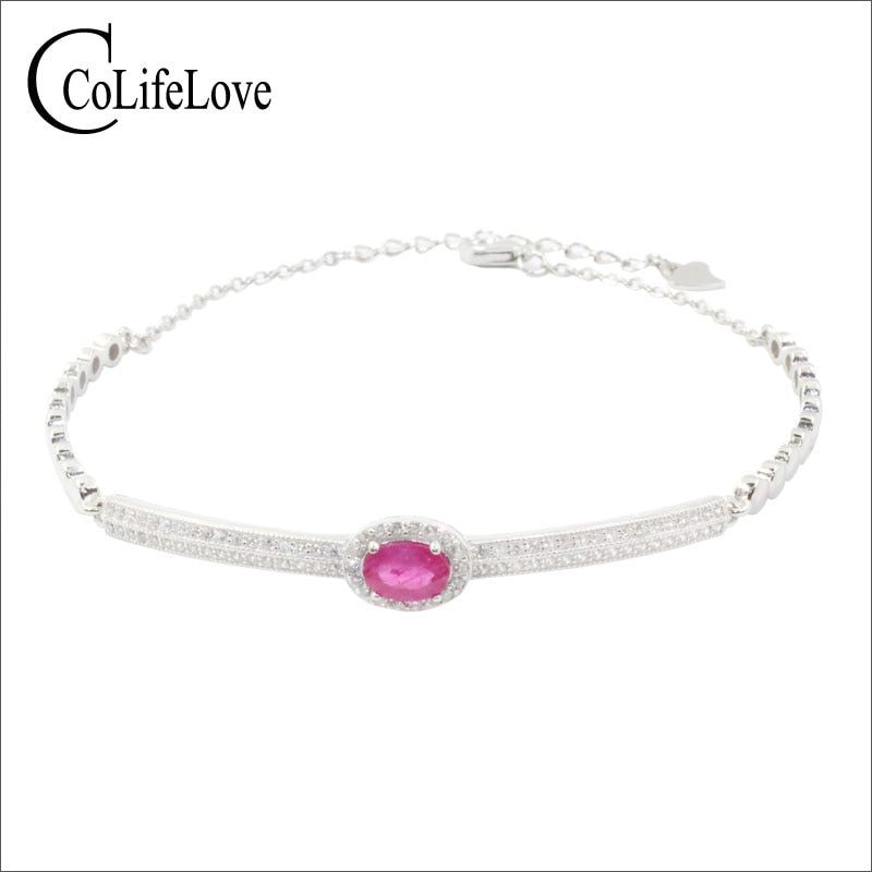 100% natural SI grade ruby silver bracelet 4 mm * 6 mm 0.5ct Africa Ruby bracelet 925 silver ruby jewelry romantic birthd gift