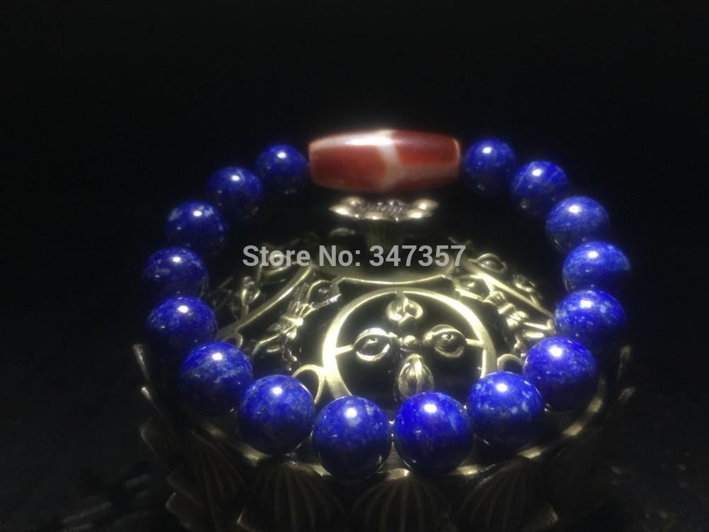 100% natural lapis lazuli 10mm ball agate red DZI string bracelet men&women jewelry Big men lotus and other patterns optional
