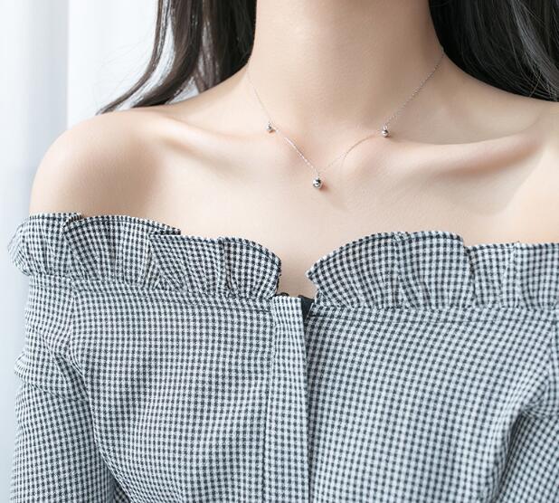 100% real 925 Sterling Silver Fine Jewelry Polished Round Beads Geometric Necklace Pendant GTLX1623