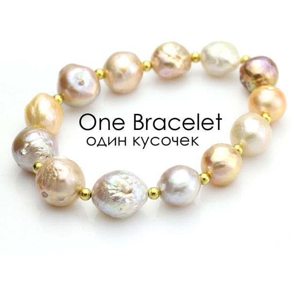 100% real pearl bracelet for women natural baroque pearl bracelet jewelry girl daughter birthd gift 10-11mm big