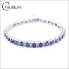 100% real silver sapphire bracelet for party 35 pcs natural sapphire gemstone bracelet solid 925 silver sapphire jewelry