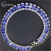 100% real silver tanzanite bracelet for wedding 3 mm * 4 mm natural VS tanzanite bracelet solid 925 silver tanzanite jewelry