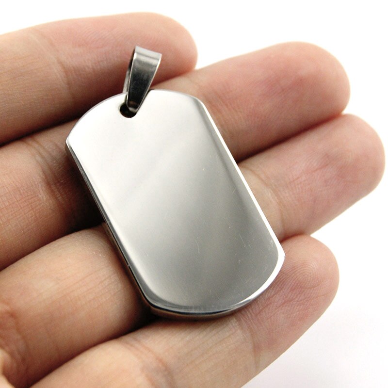 100% stainless steel Blank Dogtags For Men Metal Soldier ID Tags Blank Placa Militar De Acero Inoxidable  10pcs