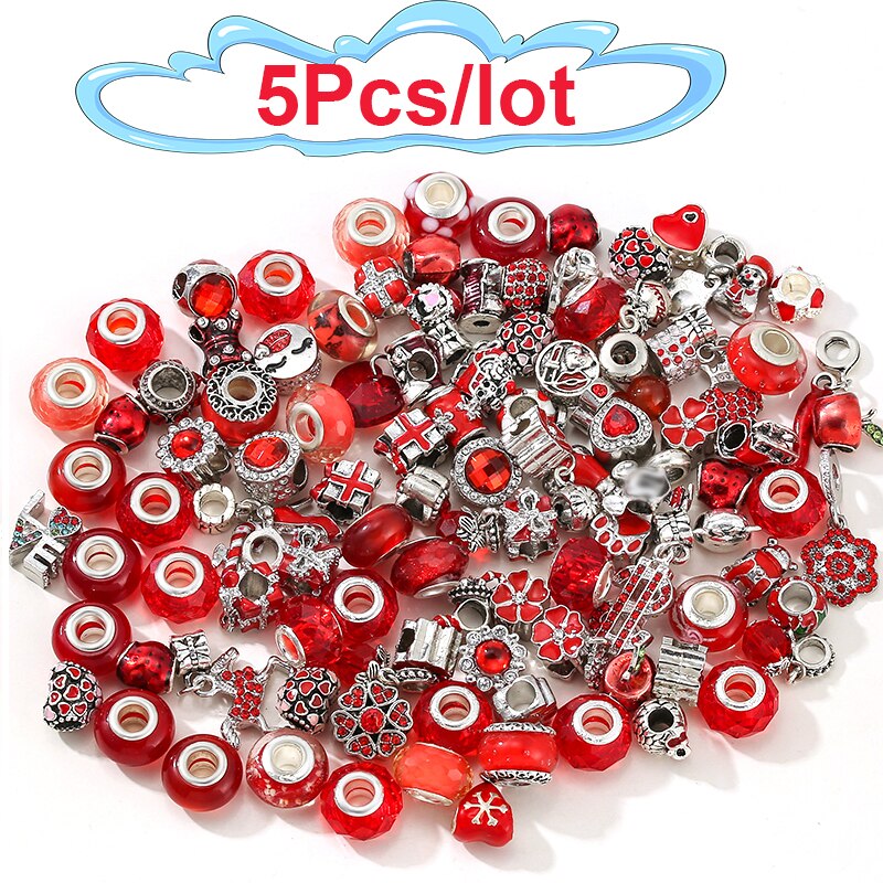 1000 Style Mixed Random Delivery Red Beads Charms Fit Original Brand Bracelets Necklace For Women Couples Jewelry Making