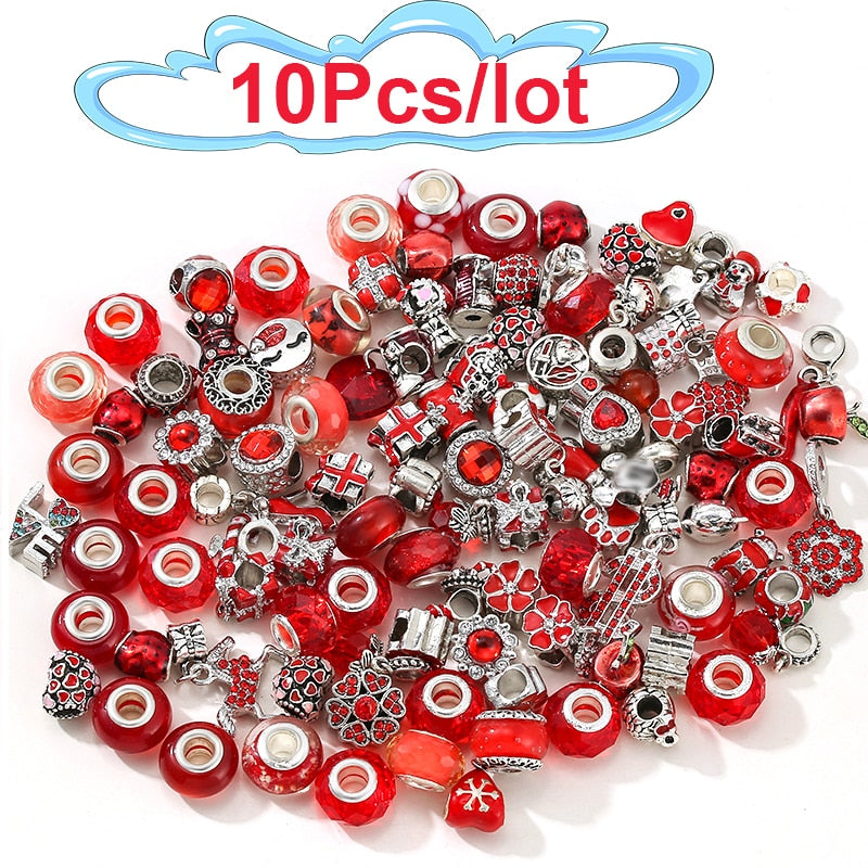 1000 Style Mixed Random Delivery Red Beads Charms Fit Original Brand Bracelets Necklace For Women Couples Jewelry Making