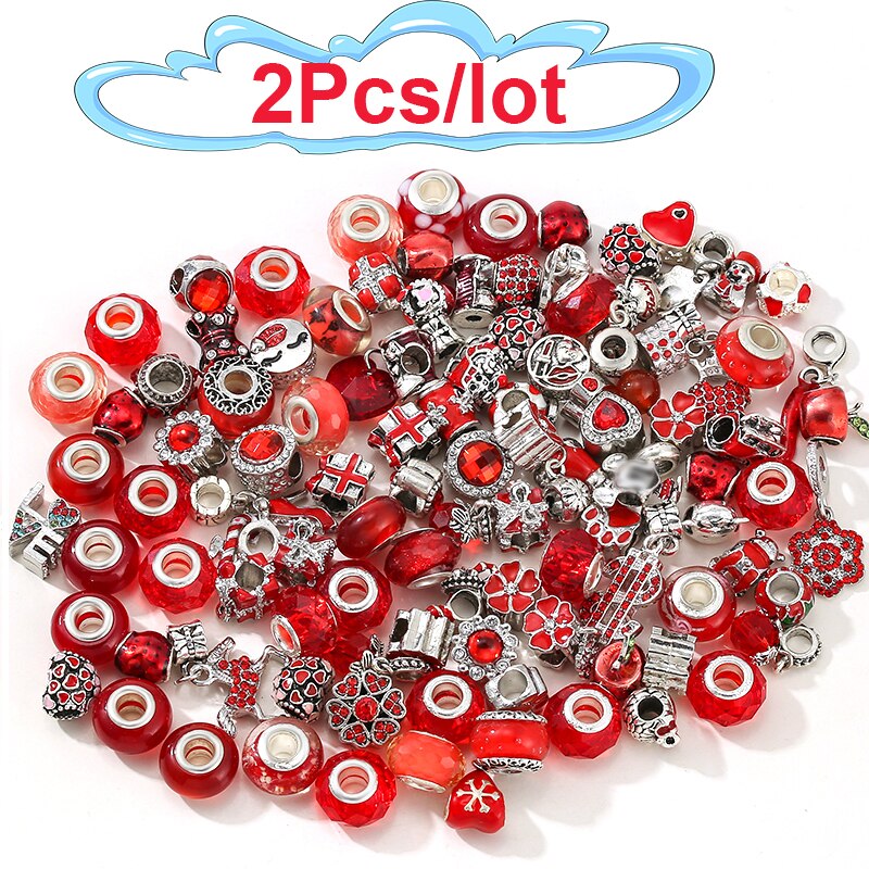 1000 Style Mixed Random Delivery Red Beads Charms Fit Original Brand Bracelets Necklace For Women Couples Jewelry Making