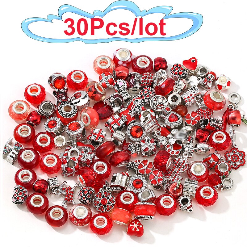 1000 Style Mixed Random Delivery Red Beads Charms Fit Original Brand Bracelets Necklace For Women Couples Jewelry Making