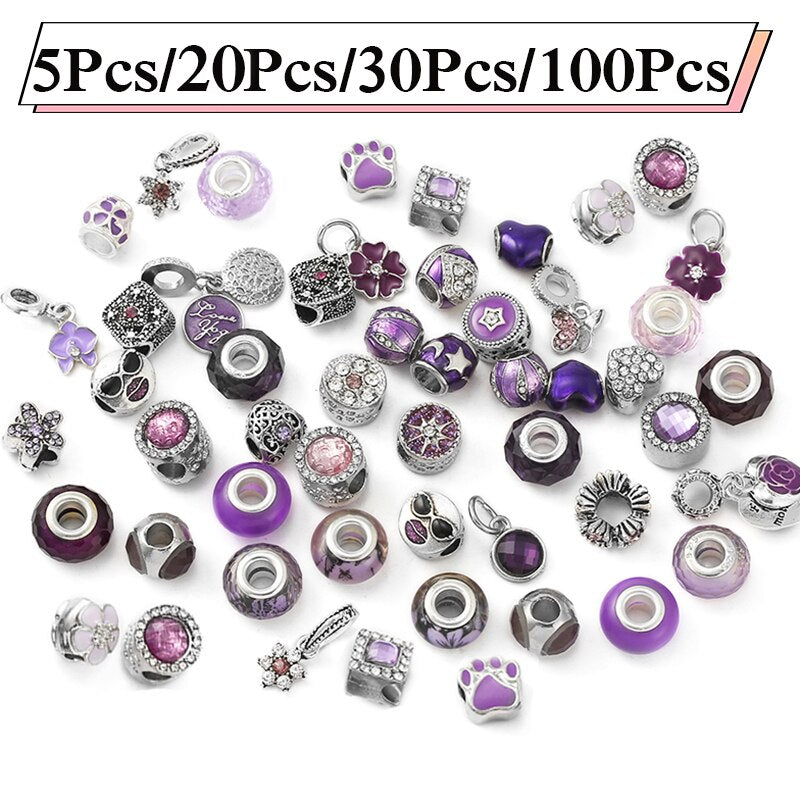 1000 Styles  Random Shipments Purple Beads Pendant DIY Charm Necklaces Bracelets For Women Jewelry Making 100Pcs/50Pcs