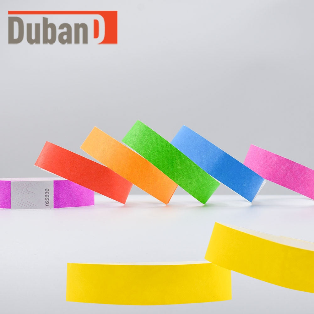 100PCS Tear-Resistant Waterproof DuPont Tyvek Paper Wrist Strap Party Bracelet Multicolored Event Ticket Wristbands