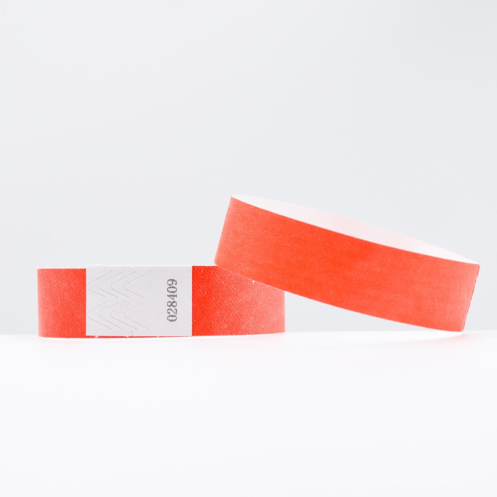 100PCS Tear-Resistant Waterproof DuPont Tyvek Paper Wrist Strap Party Bracelet Multicolored Event Ticket Wristbands