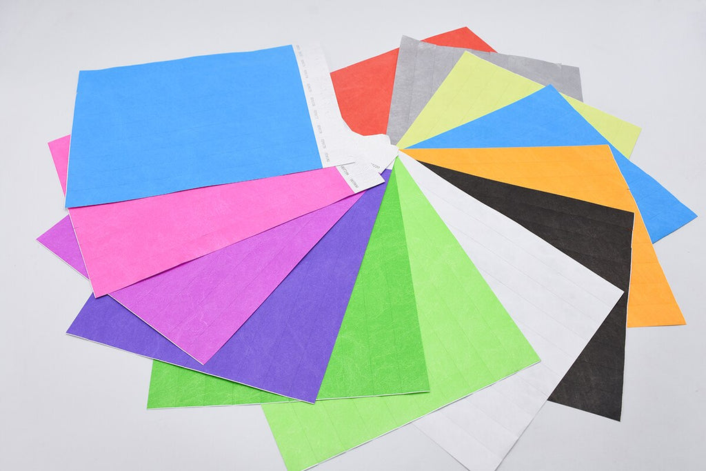 100PCS Tear-Resistant Waterproof DuPont Tyvek Paper Wrist Strap Party Bracelet Multicolored Event Ticket Wristbands