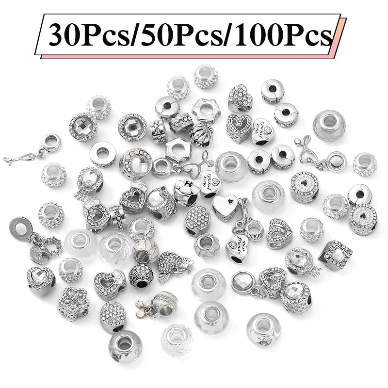 100Pcs/20Pcs/5Pcs Special Offer Silver Color Beads Pendant DIY Charm Bracelets Necklaces For Women Men Jewelry Making