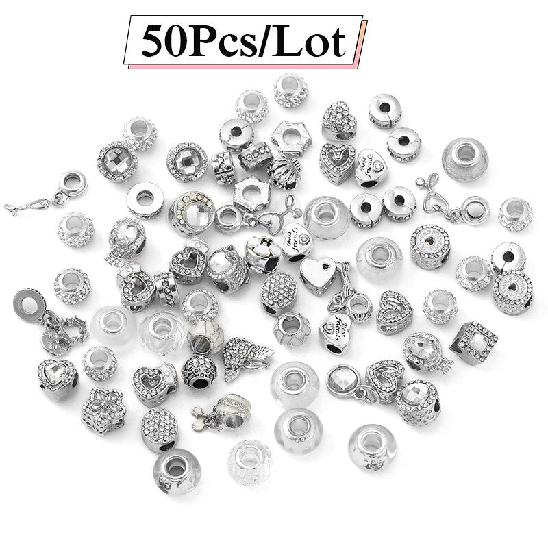 100Pcs/20Pcs/5Pcs Special Offer Silver Color Beads Pendant DIY Charm Bracelets Necklaces For Women Men Jewelry Making
