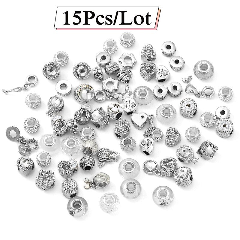 100Pcs/20Pcs/5Pcs Special Offer Silver Color Beads Pendant DIY Charm Bracelets Necklaces For Women Men Jewelry Making