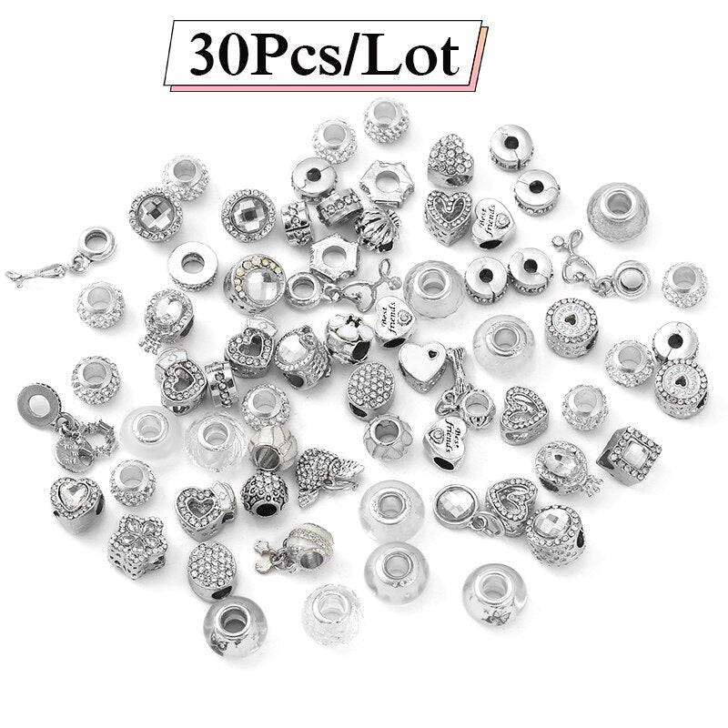 100Pcs/20Pcs/5Pcs Special Offer Silver Color Beads Pendant DIY Charm Bracelets Necklaces For Women Men Jewelry Making